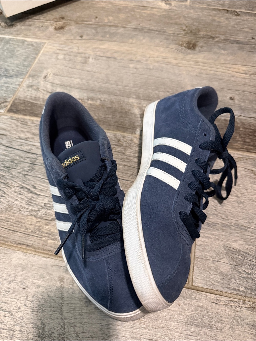 adidas Navy Suede Sneakers with White Stripes
